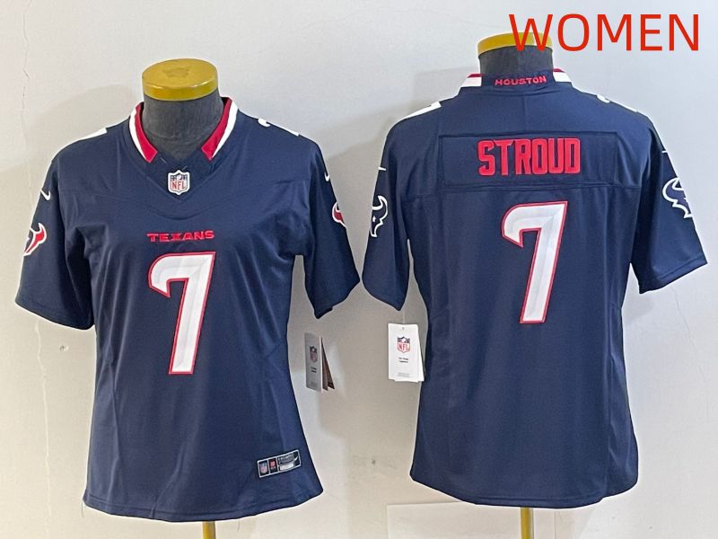 Women Houston Texans #7 Stroud Dark Blue Three generations 2025 Nike Limited NFL Jersey style 21->youth mlb jersey->Youth Jersey
